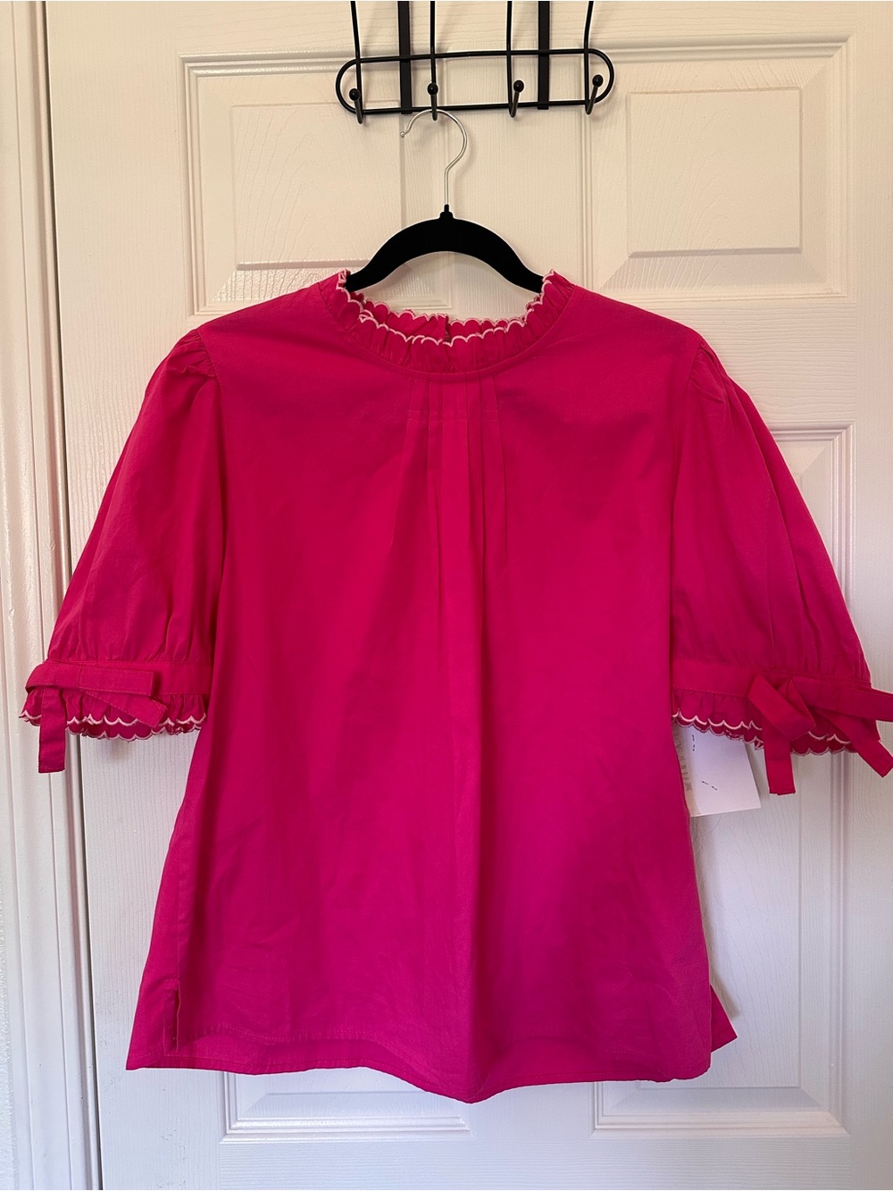 Hot pink poplin-style top